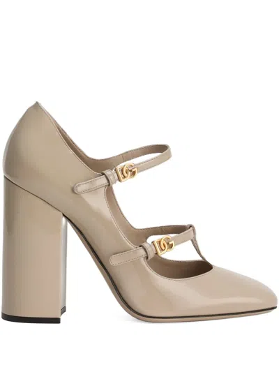 Dolce & Gabbana Dg Buckle-embellished Leather Pumps In Neutral