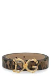 Dolce & Gabbana Dg Buckle Leather Belt In Animal Print