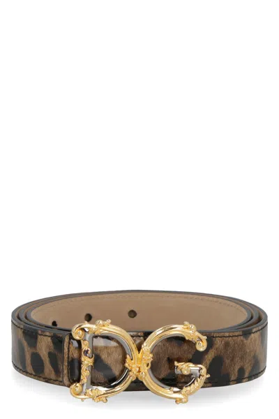 Dolce & Gabbana Dg Buckle Leather Belt In Animalier