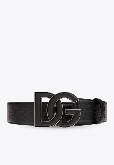 Dolce & Gabbana Dg Buckle Leather Belt In Black