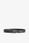 Dolce & Gabbana Black Belt With Logo Plaque On The Front In Leather Man In Black