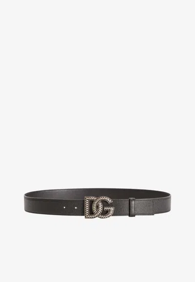 DOLCE & GABBANA DG-BUCKLE LEATHER BELT