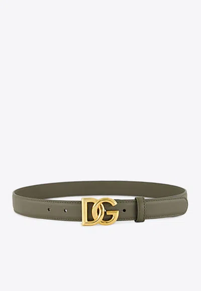 Dolce & Gabbana Dg-buckle Leather Belt In Green