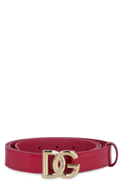 Dolce & Gabbana Dg Buckle Patent Leather Belt In Ciclamino