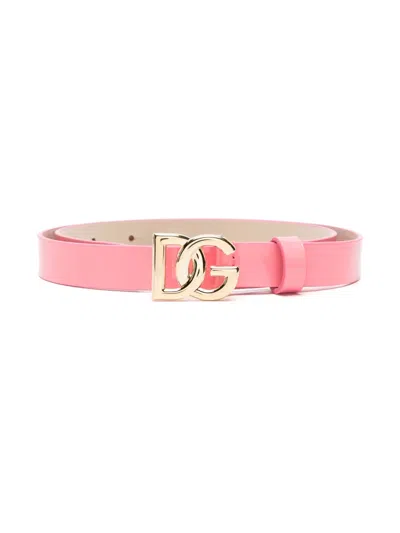 Dolce & Gabbana Kids' Girls Pink Patent Leather Belt