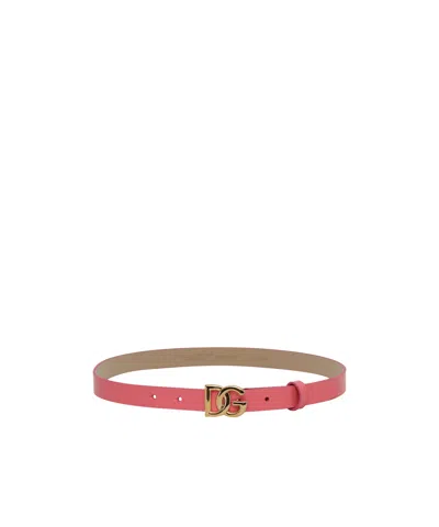 Dolce & Gabbana Dg-buckle Patent-leather Belt In Red