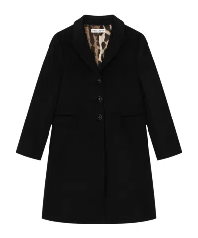 Dolce & Gabbana Dg-buttons Single-breasted Wool Coat In Black