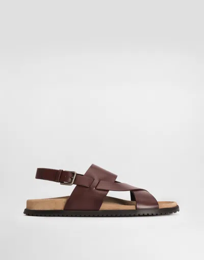 Dolce & Gabbana Dg Casual Calfskin Sandals In Brown