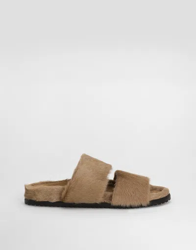 Dolce & Gabbana Dg Casual Kid Goat Sandals In Brown