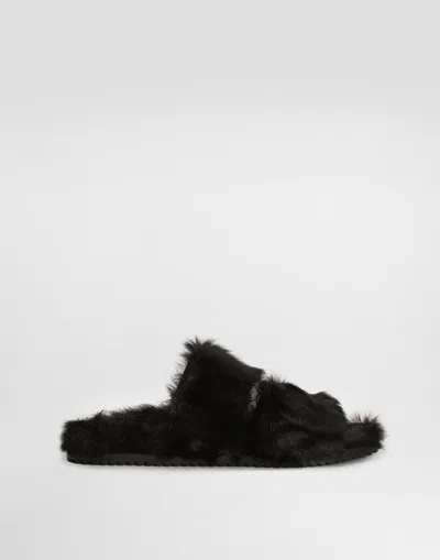 Dolce & Gabbana Dg Casual Kid Goat Sandals In Black