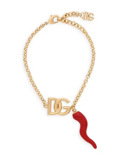 Dolce & Gabbana Dg-charm Chain Bracelet In Gold