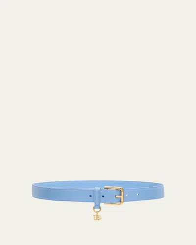 Dolce & Gabbana Dg Charm Smooth Leather & Brass Belt In Blue
