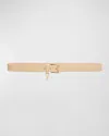 Dolce & Gabbana Dg Charm Smooth Leather & Brass Belt In Rosa Carne