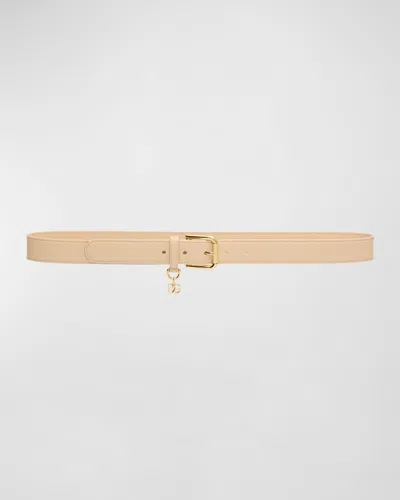 Dolce & Gabbana Dg Charm Smooth Leather & Brass Belt In Rosa Carne