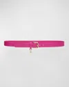 Dolce & Gabbana Dg Charm Smooth Leather & Brass Belt In Rosa Shocking