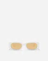 Dolce & Gabbana Dg Charms Rectangle-frame Sunglasses In White