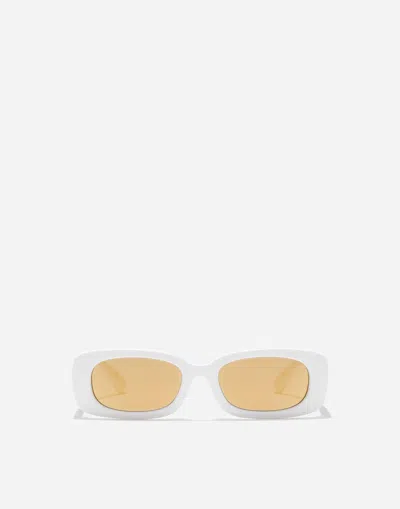 Dolce & Gabbana Dg Charms Rectangle-frame Sunglasses In White