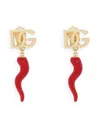 Dolce & Gabbana Dg Horn Drop Clip-on Earrings In Metallic