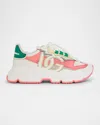 Dolce & Gabbana Dg Colorblock Drawstring Runner Sneakers In 8b918 White Pink Green
