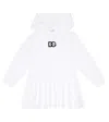 Dolce & Gabbana Dg Cotton-blend Hooded Dress In Bianco Ottico