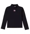 Dolce & Gabbana Black Turtleneck Sweater For Girl With Pink Logo In Black
