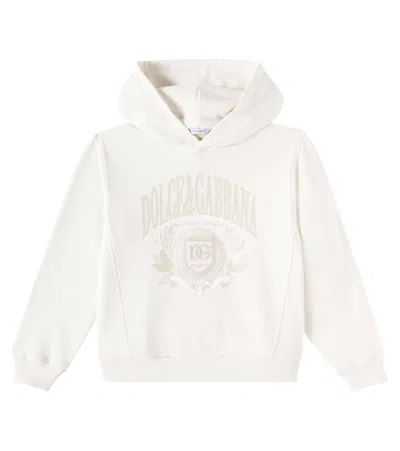 Dolce & Gabbana Kids' Bestickter Hoodie Dg Aus Baumwolle In Beige
