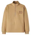 Dolce & Gabbana Dg Cotton Jersey Half-zip Sweatshirt In Brown