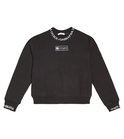 Dolce & Gabbana Kids' Dg Cotton Jersey Sweatshirt In Black