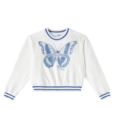 Dolce & Gabbana Kids' Sweatshirt Dg Aus Baumwoll-jersey In Weiss