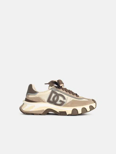 Dolce & Gabbana 'dg Country Road' Beige Leather Blend Sneakers In Multi