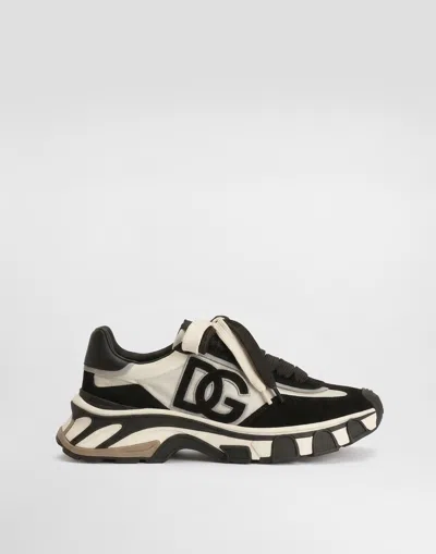 Dolce & Gabbana Dg Country Road Nylon And Leather Sneakers In White