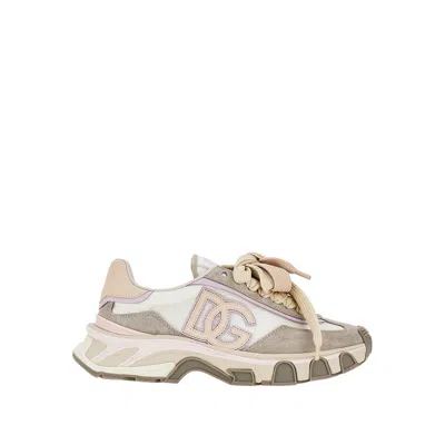Dolce & Gabbana Low Top Leather Sneaker Chunky Sole In Gray