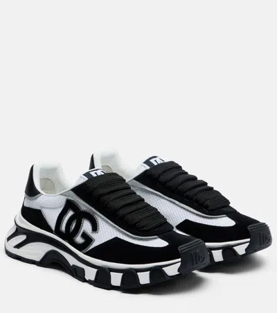 Dolce & Gabbana Dg Country Road Suede-trimmed Sneakers In Black