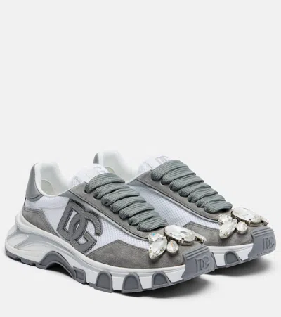 Dolce & Gabbana Dg Country Road Suede-trimmed Sneakers In Gray