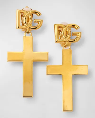 Dolce & Gabbana Dg Cross Earrings In Gold