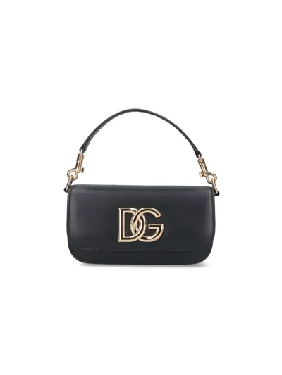 Dolce & Gabbana '3.5' Black Crossbody Bag With Dg Logo In Leather Woman