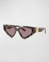 Dolce & Gabbana Dg Crossed Logo Acetate & Plastic Cat-eye Sunglasses In Havana Brown Pearl