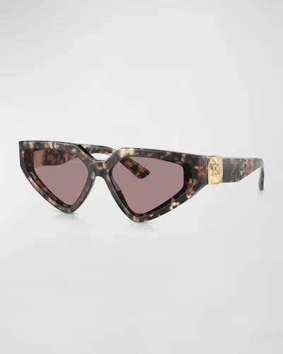 Dolce & Gabbana Dg Crossed Logo Acetate & Plastic Cat-eye Sunglasses In Havana Brown Pearl