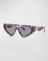 Dolce & Gabbana Dg Crossed Logo Acetate & Plastic Cat-eye Sunglasses In Grey
