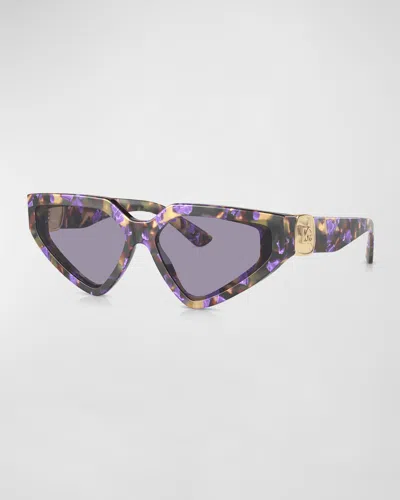 DOLCE & GABBANA DG CROSSED LOGO ACETATE & PLASTIC CAT-EYE SUNGLASSES