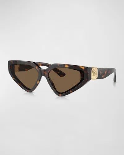 Dolce & Gabbana Dg Crossed Logo Acetate & Plastic Cat-eye Sunglasses In Black