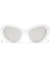 Dolce & Gabbana Dg Crossed Oval-frame Sunglasses In White