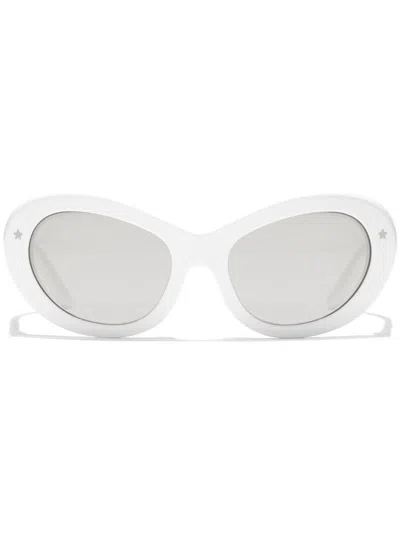 Dolce & Gabbana Kids' Dg Crossed Oval-frame Sunglasses In White