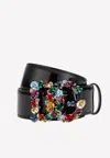 Dolce & Gabbana Dg Crystal Belt In Patent Leather In Black