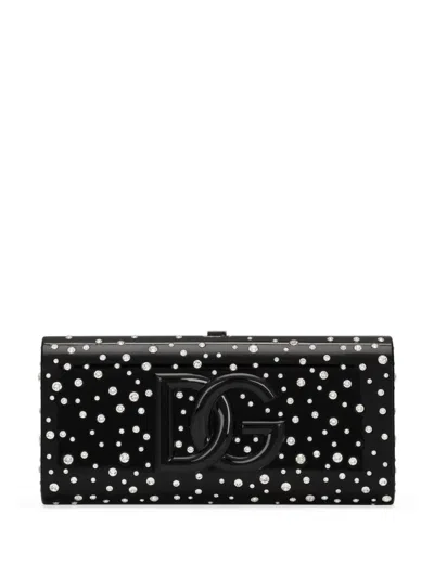 Dolce & Gabbana Dg Crystal Clutch Bag In Black