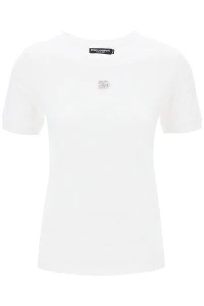 Dolce & Gabbana Dg Crystal Logo T-shirt For In White