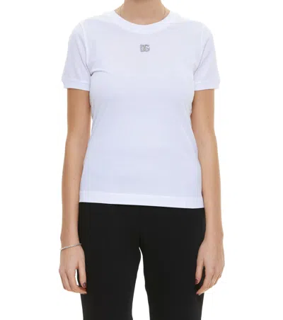 Dolce & Gabbana Dg Crystal T-shirt In White