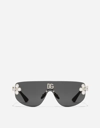 Dolce & Gabbana Dg Crystals Sunglasses In Gray