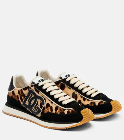 Dolce & Gabbana Animal Print Low Top Sneakers With Rubber Sole In Multi