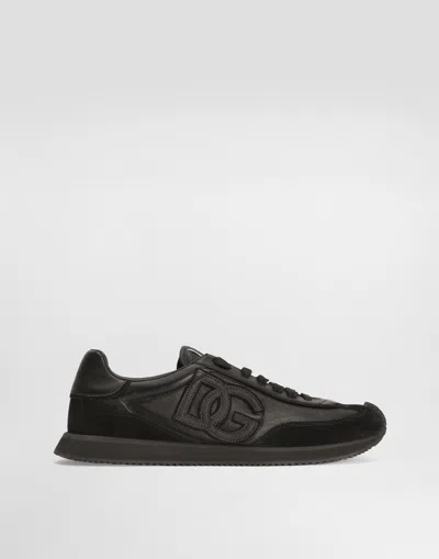 Dolce & Gabbana Dg Cushion Calfskin Sneaker In Black